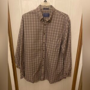 Pendleton Men's Checkered Shirt - Brown/Wine Size L